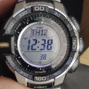 Casio Proteek Triple Sensor Solar Watch with Black and Silver Accents